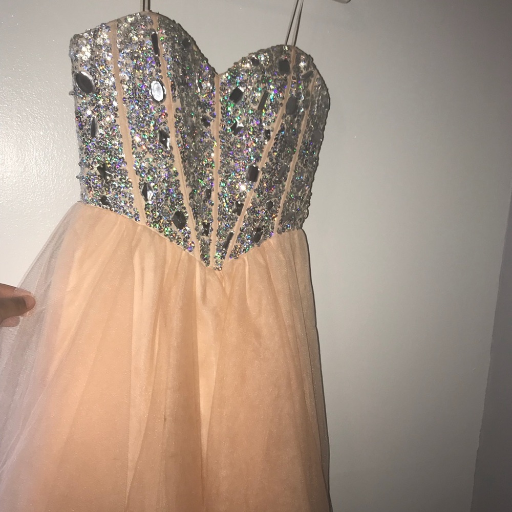 Dress: silver and peach